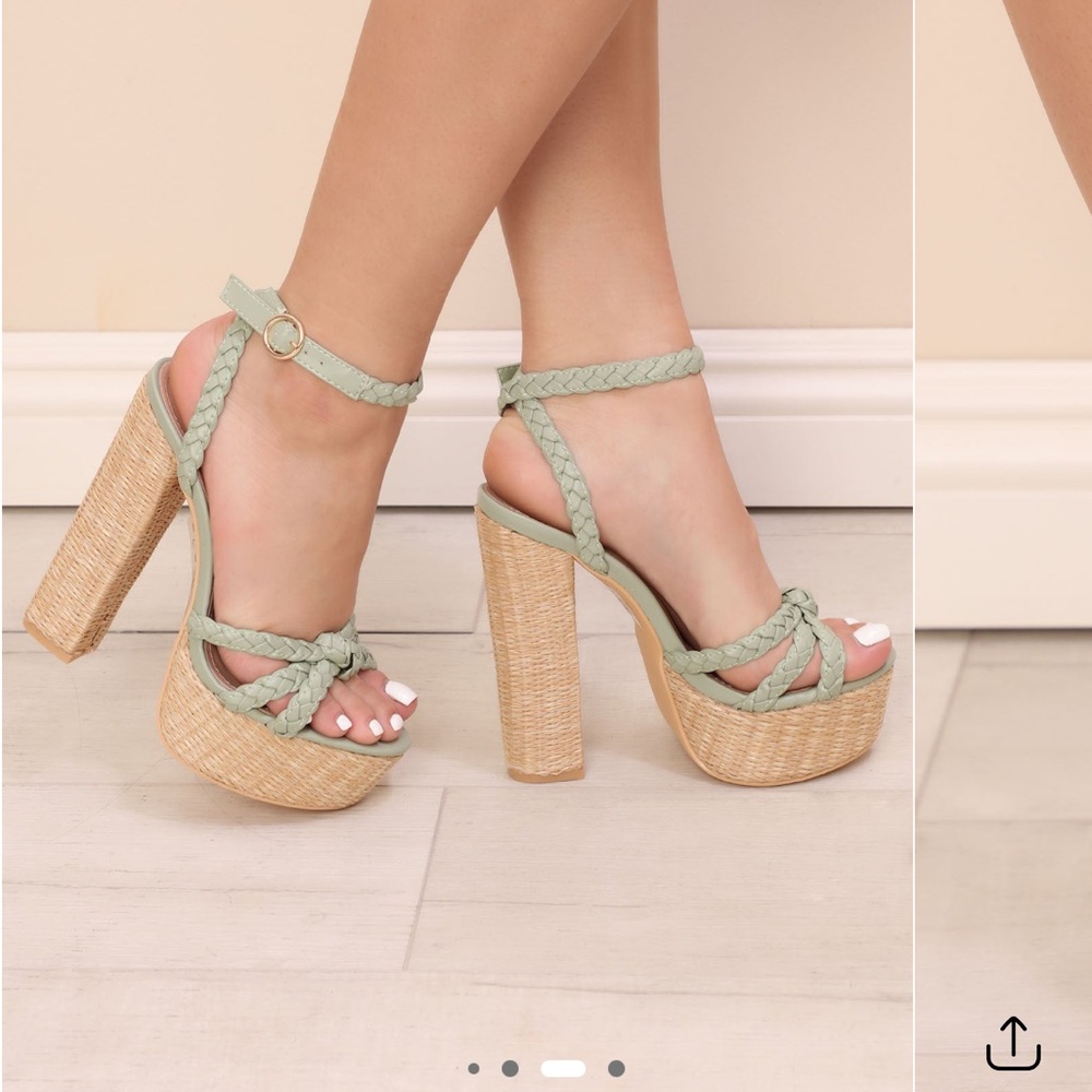 Fashion Nova Sage Braided Platform Heels
